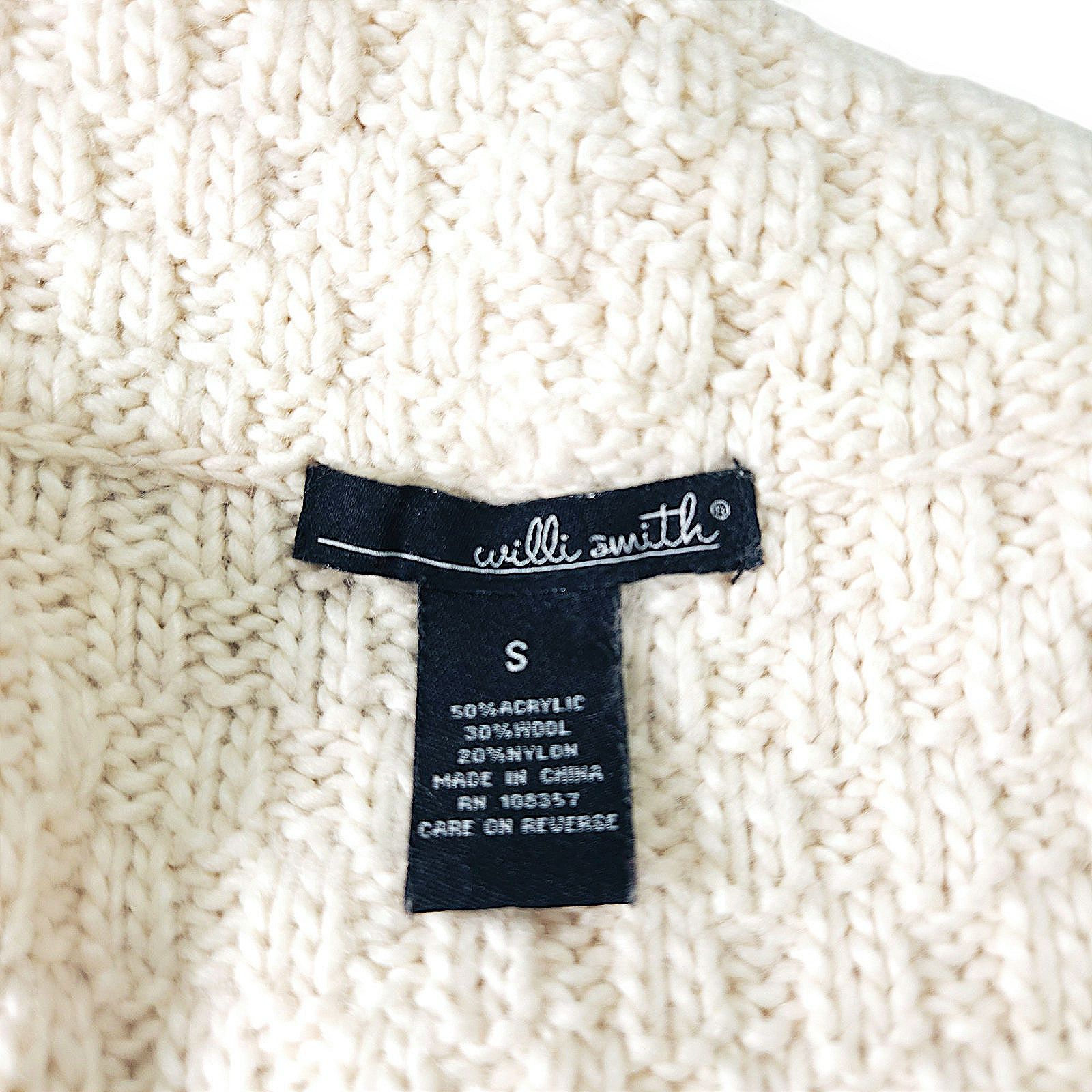 Willi Smith EUC Willi Smith Cowl-Neck Sweater Sz. S Cream Textured Knit Size S / US 4 / IT 40 - 4 Thumbnail