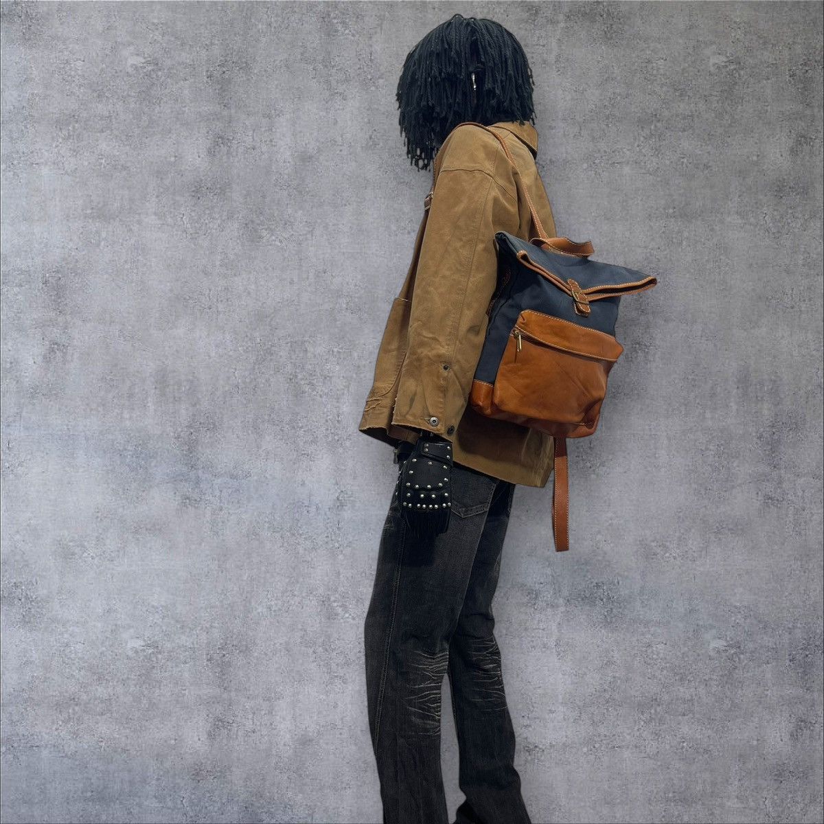 Comme des Garcons × Stussy Leather Cotton Fes Backpack Bag margiela julius filson 1🟩7 Size ONE SIZE - 2 Thumbnail