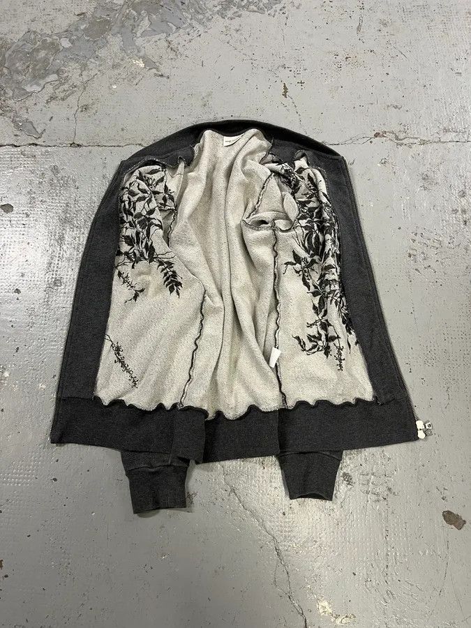 Dries Van Noten Dries Van Noten Floral Embroidered Grey Zip-Up Sweater Size US XS / EU 42 / 0 - 8 Thumbnail