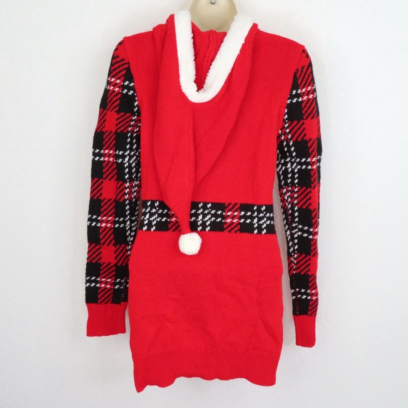 Vintage No Boundaries Santa Body Pullover Hoodie Sweater Dress RED S Womens Long Sleeve Christmas Christmas Pullover New Size S / US 4 / IT 40 - 4 Thumbnail
