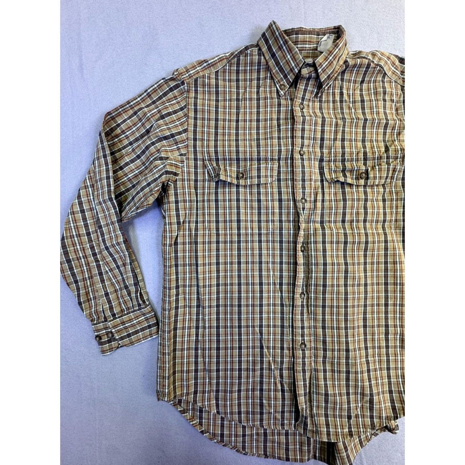 Gap Gap Shirt Mens Small Beige Plaid Long Sleeve Button Front Pockets Casual Size US S / EU 44-46 / 1 - 3 Thumbnail