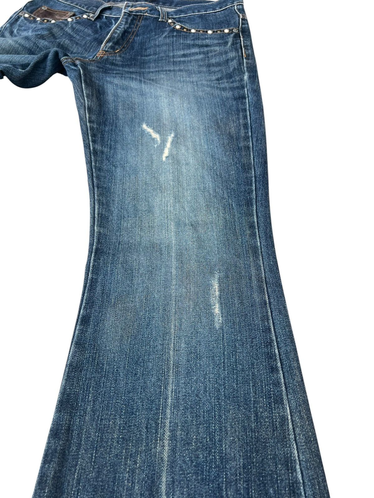 Morgan Homme Morgan Homme Japan Flap Pocket Distress Denim Flare Jeans Size US 31 - 11 Thumbnail