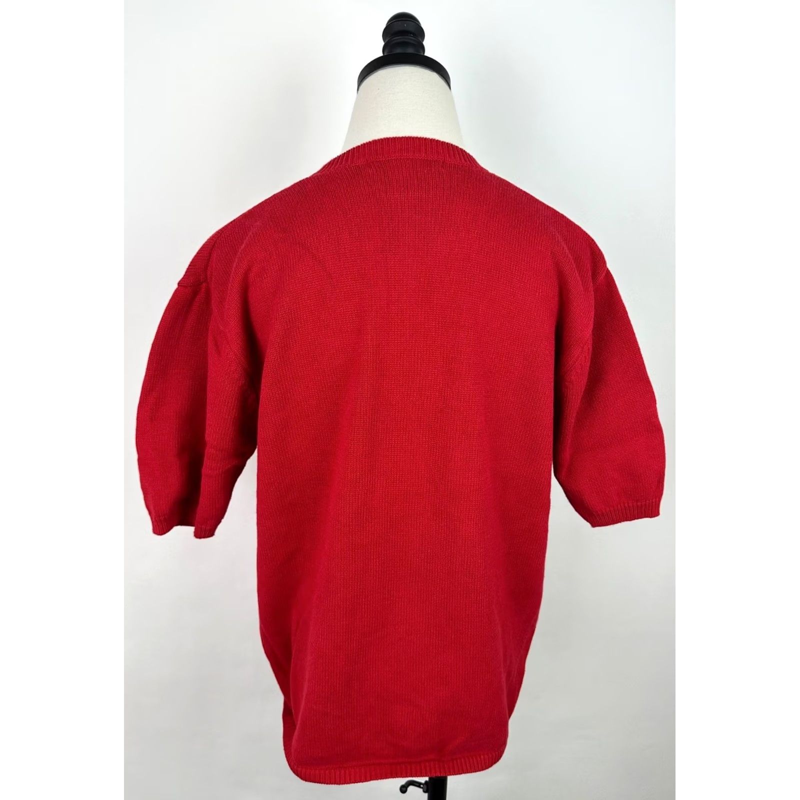 Vintage VINTAGE Lise J. Cardigan Sweater Womens Large Red Cotton Short Sleeve Navy? Size L / US 10 / IT 46 - 5 Thumbnail