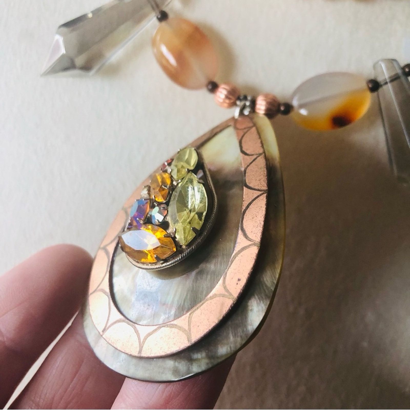 Handmade Handcrafted repurpose large pendant Pearl necklace Size ONE SIZE - 9 Thumbnail