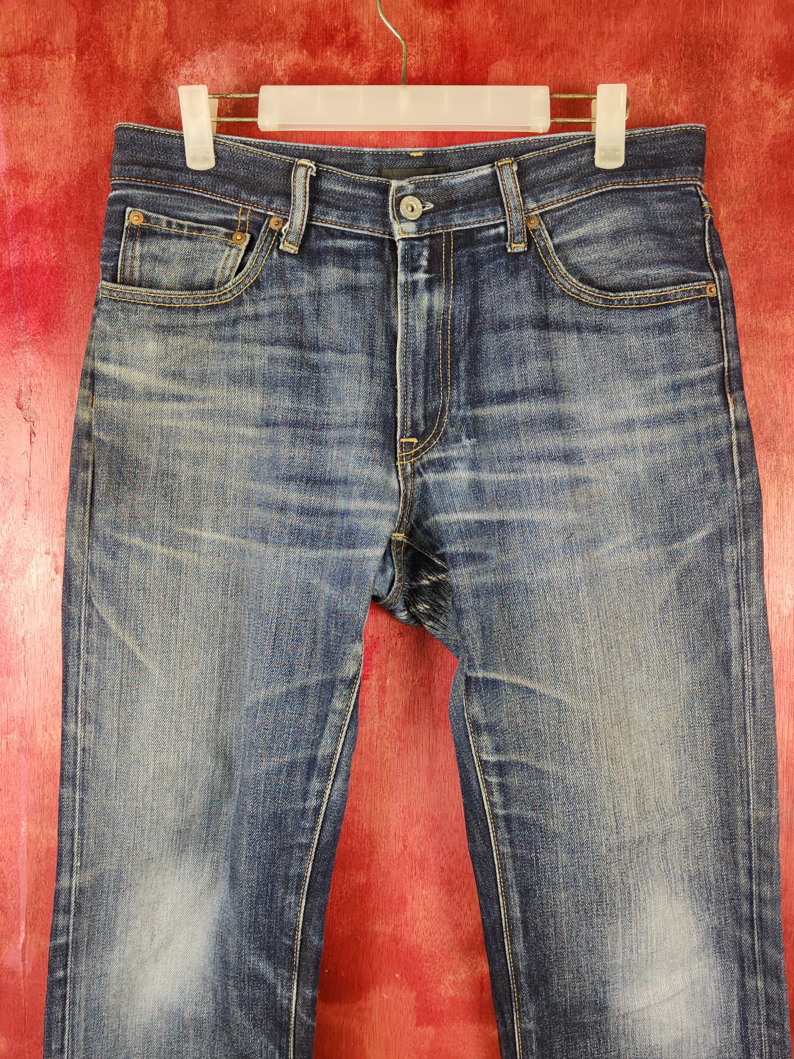 Japanese Brand Uniqlo Dark Blue Faded distressed ripped Denim #S1620 Size US 31 - 3 Thumbnail