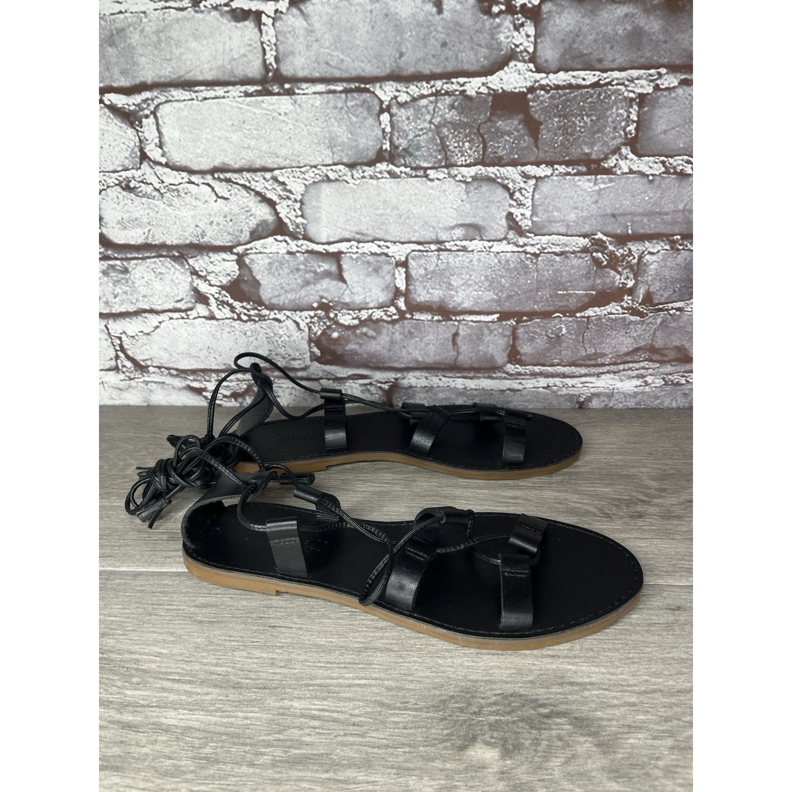 Madewell Madewell Boardwalk Black Leather Gladiator Lace Up Sandals W Size US 8 / IT 38 - 16 Thumbnail
