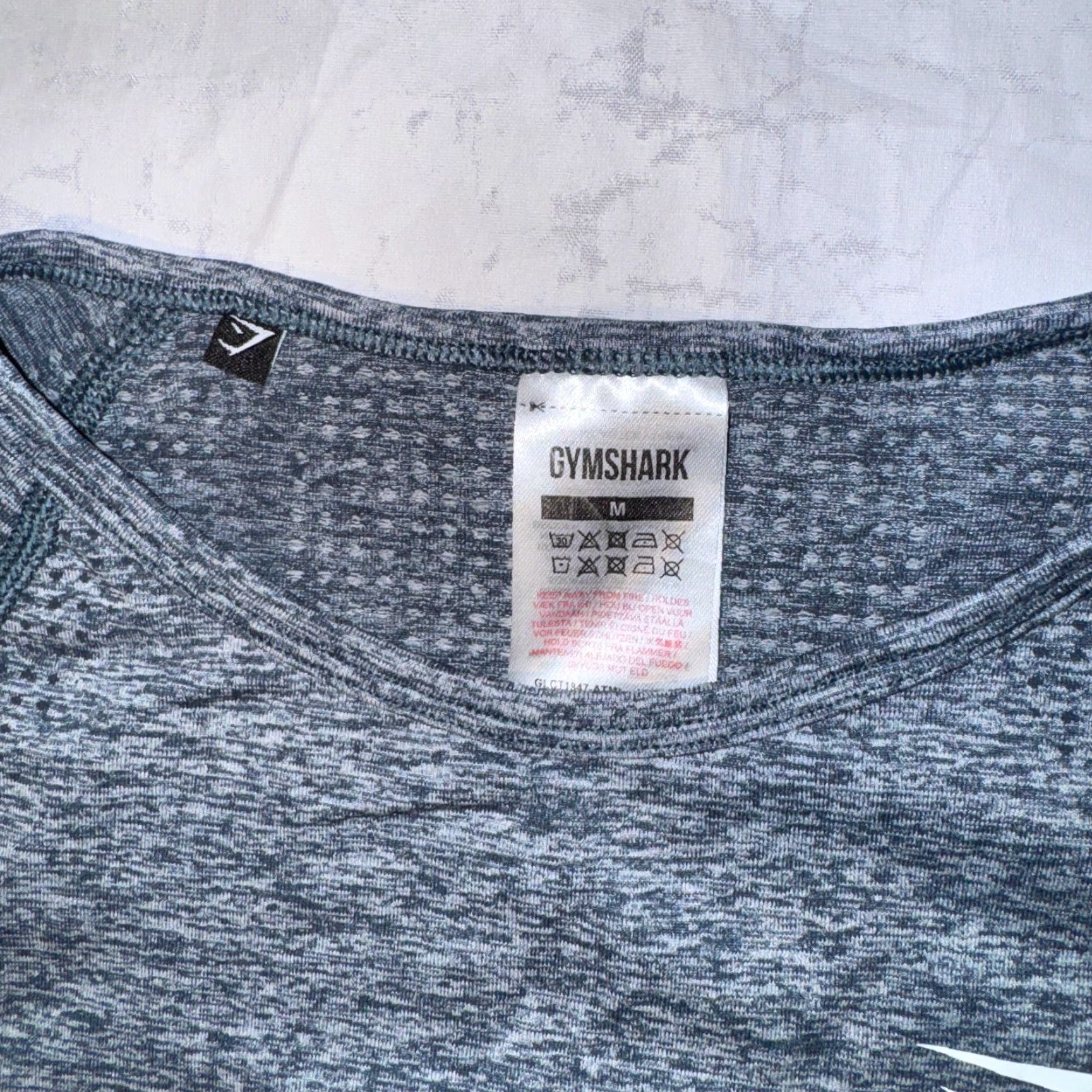 Gymshark GYMSHARK Vital Seamless Long Sleeve Cropped Top M in Steel Blue Marl - Gymshark Sports Crew Neck Pullover T-Shirt Women CrossFit Activewear Sh mm Size M / US 6-8 / IT 42-44 - 3 Thumbnail