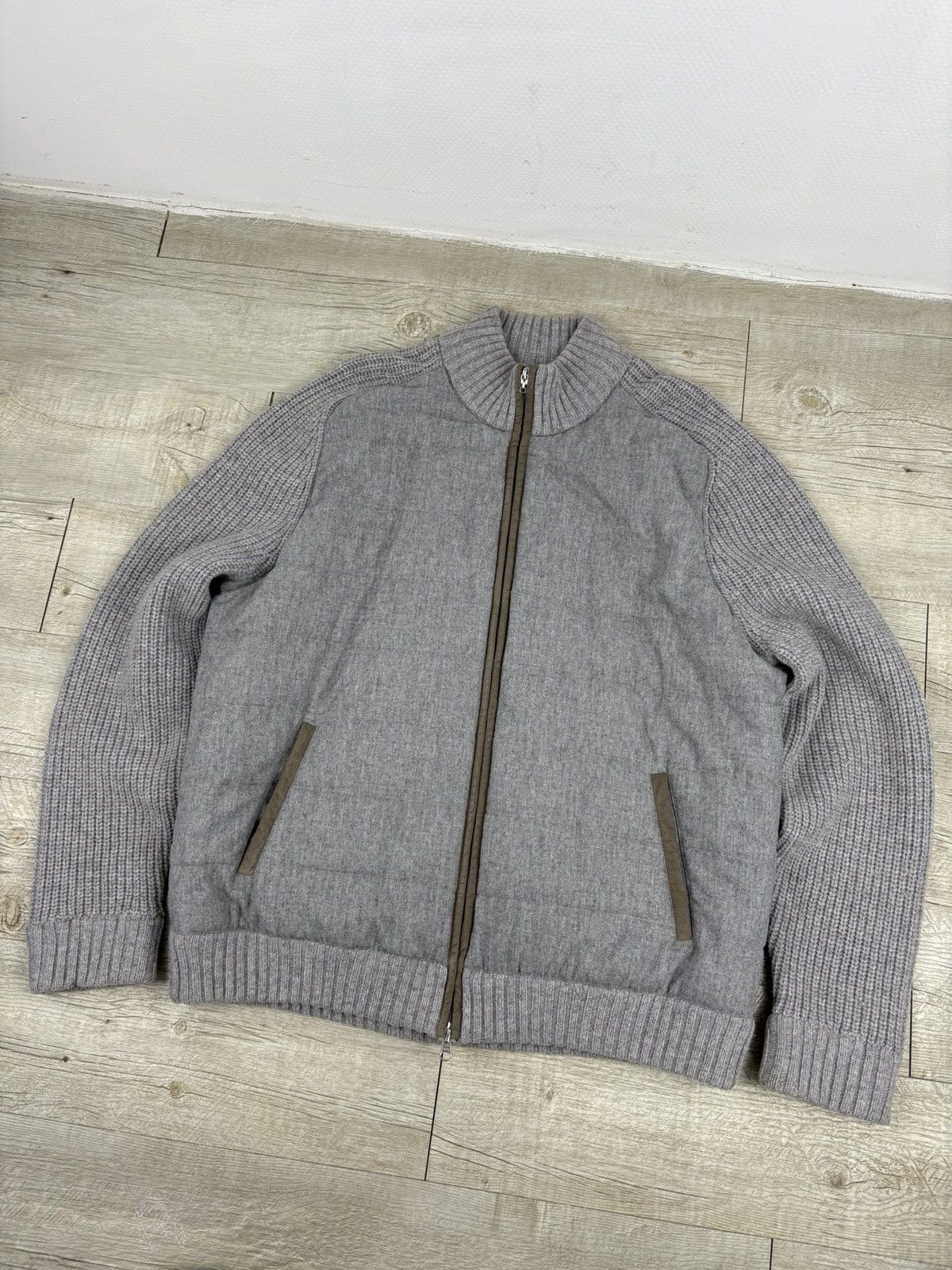 Gran Sasso Rare Sartorial Gran Sasso Knit Wool-Cashmere Down Jacket Full-Zip Cardigan Bomber Size US XL / EU 56 / 4 - 2 Thumbnail