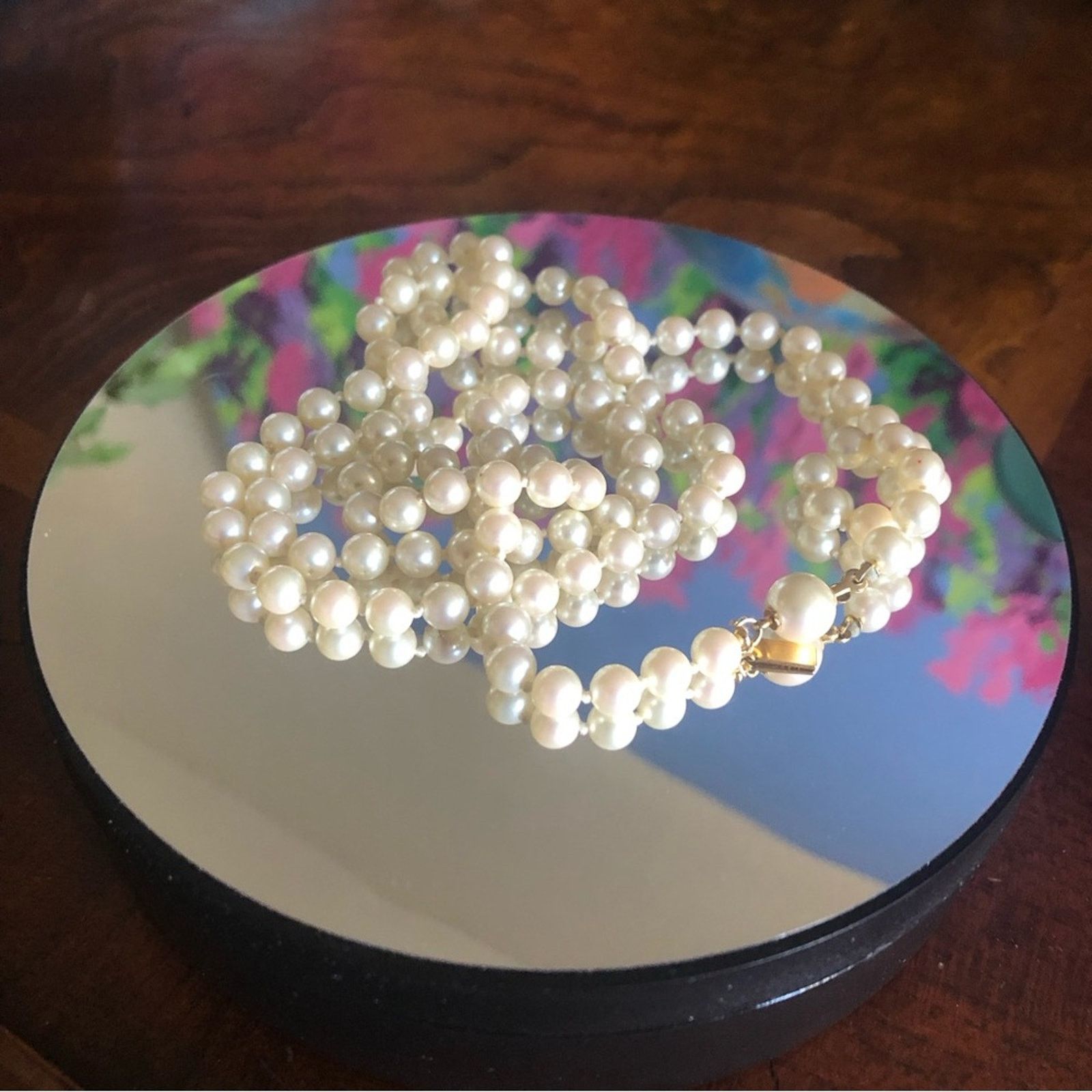 Vintage Vintage Marvella hand knotted cream glass pearl necklace Size ONE SIZE - 2 Thumbnail