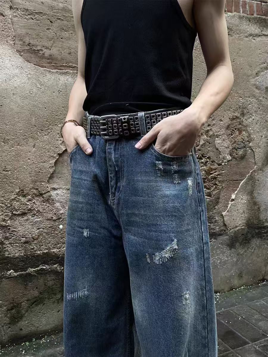 Japanese Brand × Jean Destroyed Vintage Washed Wide Leg Jeans Size US 32 / EU 48 - 4 Thumbnail