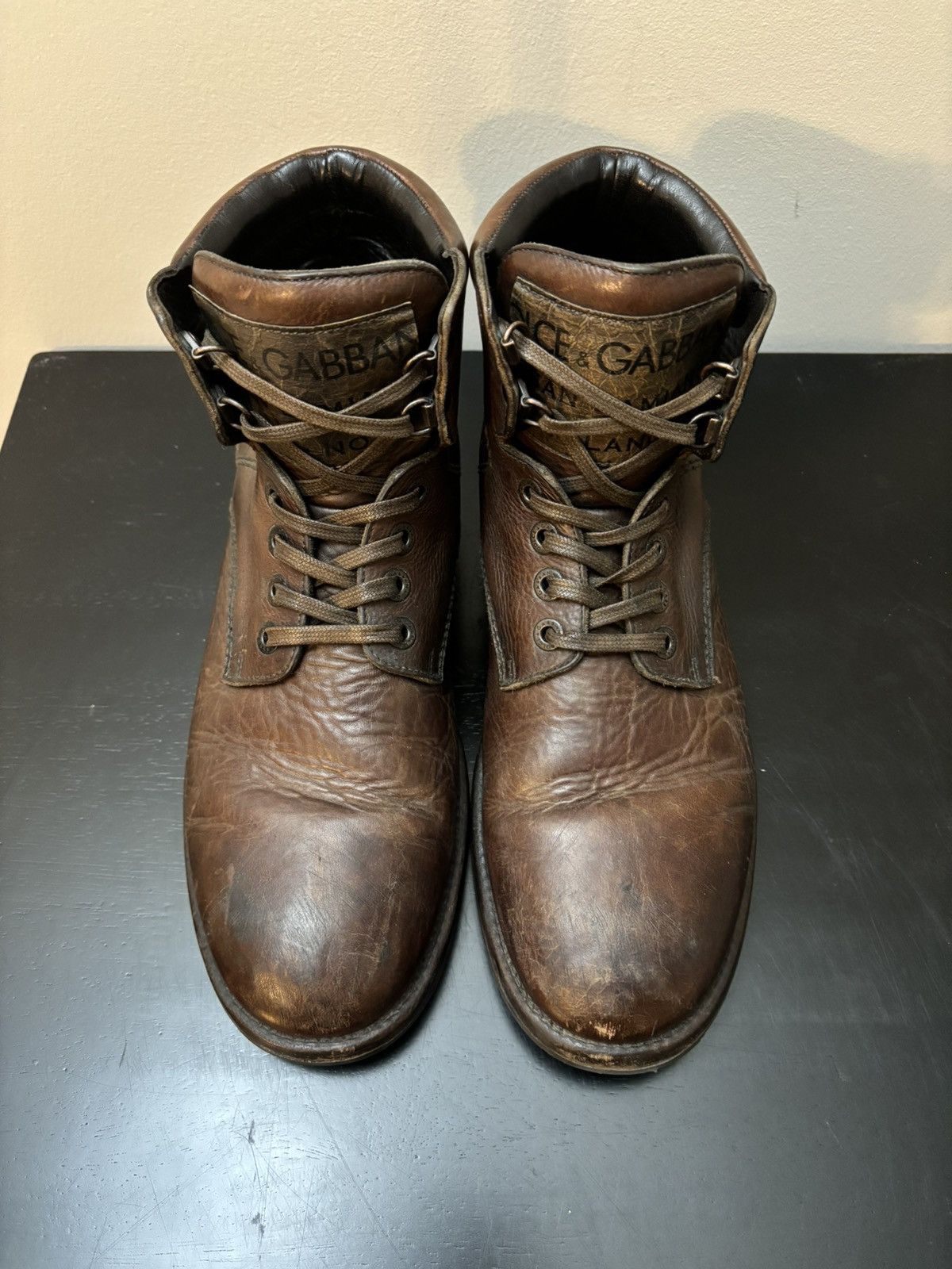 Dolce & Gabbana Dolce & Gabbana Stamped Leather Boots Brown Size US 10 / EU 43 - 2 Thumbnail