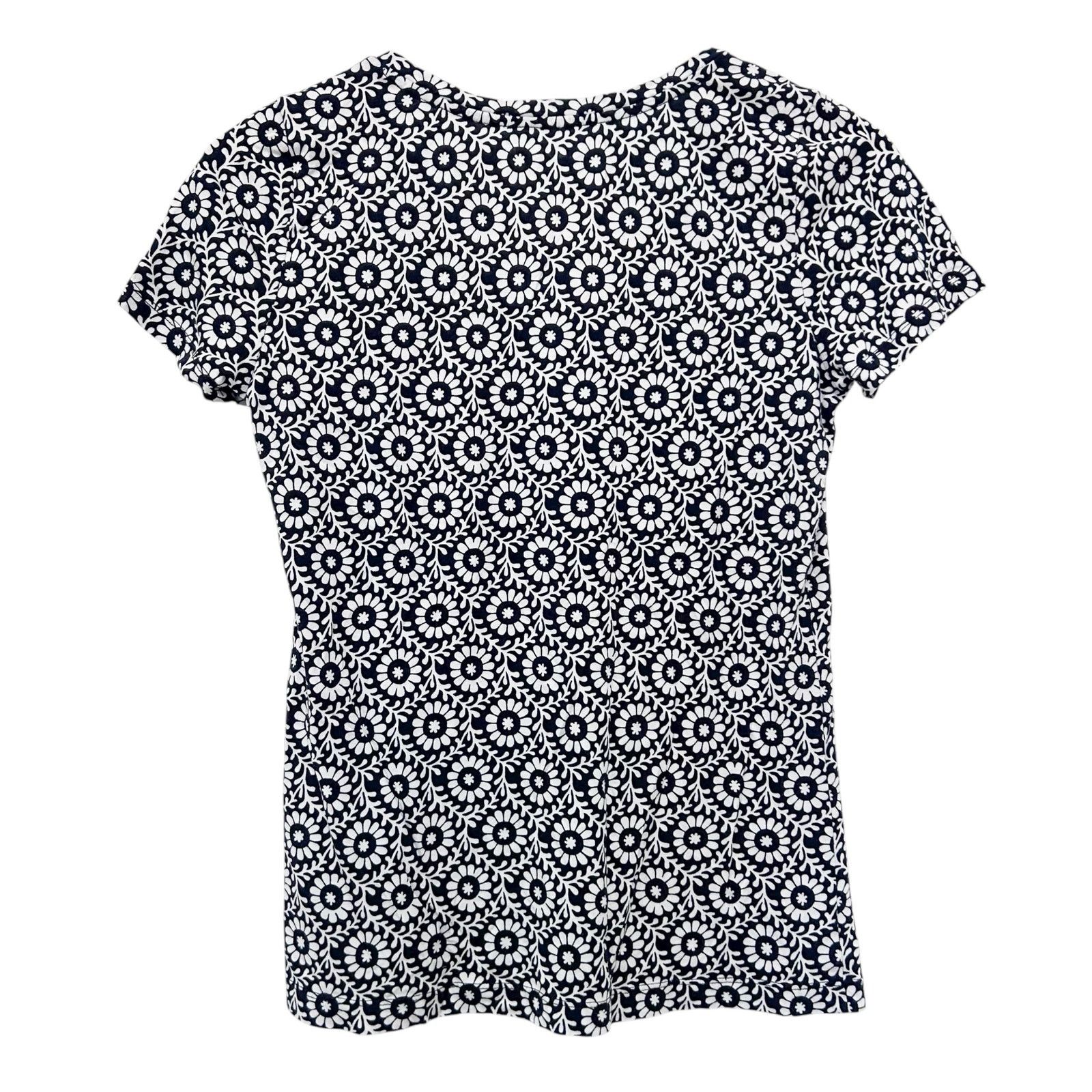 Loft Loft Navy Blue White Floral Printed V Neck T Shirt Sz S Size S / US 4 / IT 40 - 4 Thumbnail