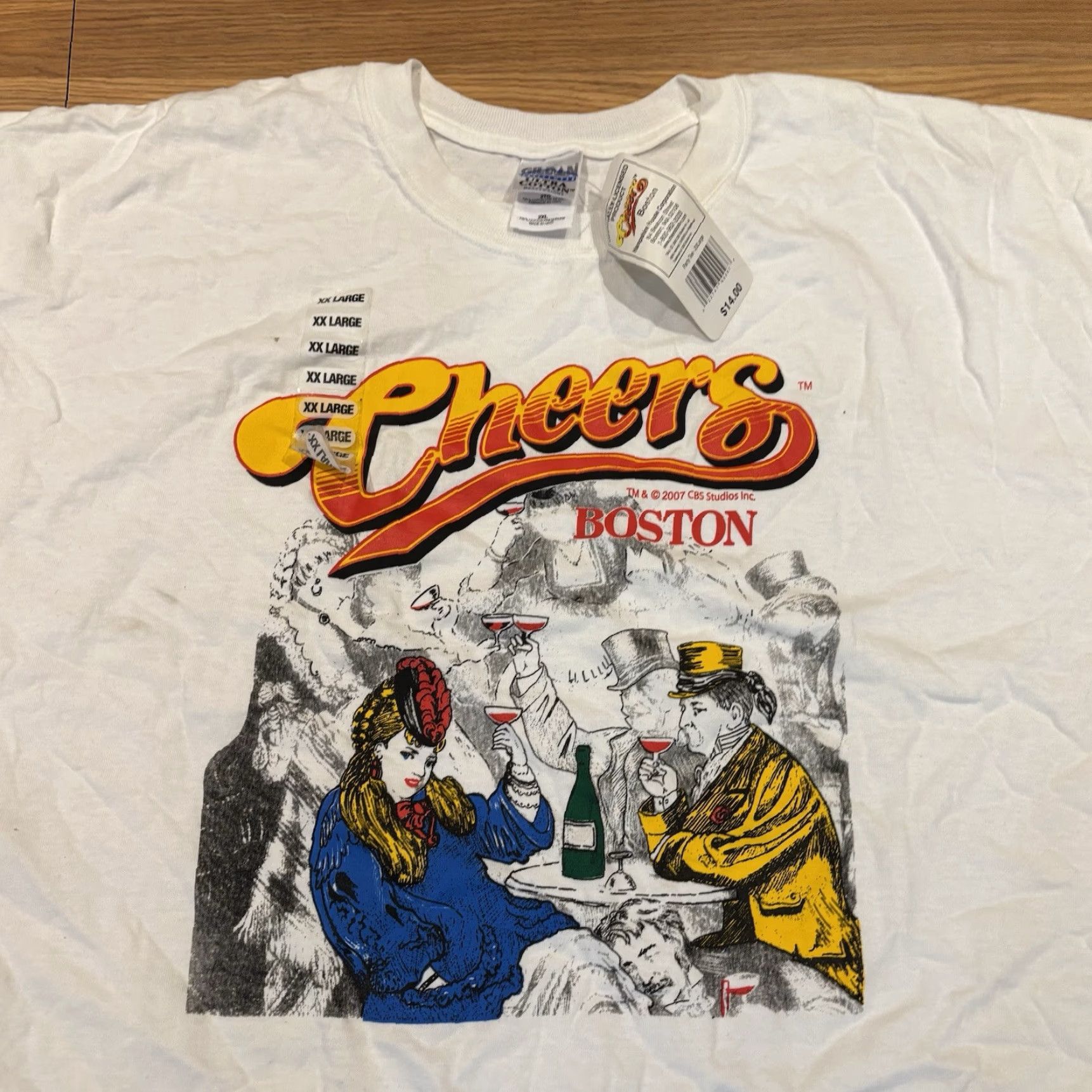 Gildan VINTAGE 2007 CBS Studios Inc Officially Licensed Cheers Boston T-Shirt White 2XL NWD Mens Retro 80s 90s Graphic Print Cotton Gildan Short Sleeve Size US XXL / EU 58 / 5 - 2 Thumbnail