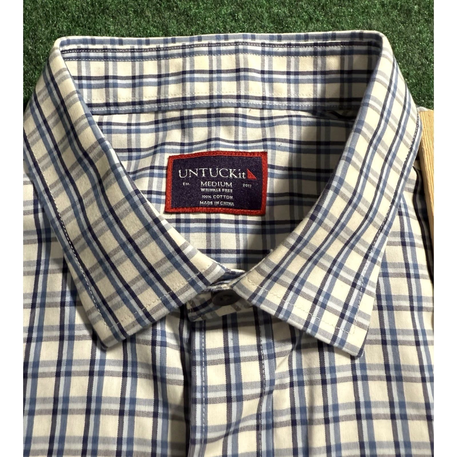 UNTUCKit UNTUCKit Men's Button-Up Shirt Medium White Blue Plaid Long Sleeve Wrinkle Free Seasonal Casual Regular Collar Spread Button-Up Shirt Size US M / EU 48-50 / 2 - 5 Thumbnail