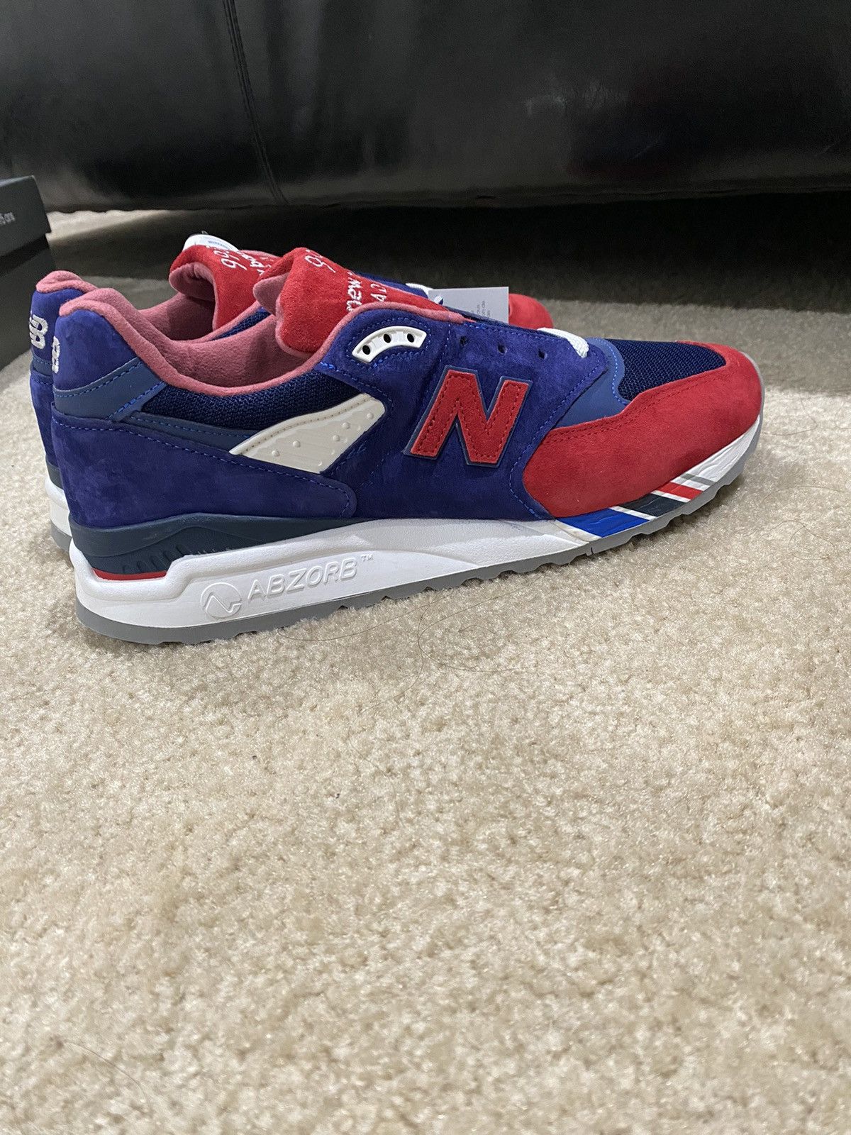 New balance 998 grey red best sale