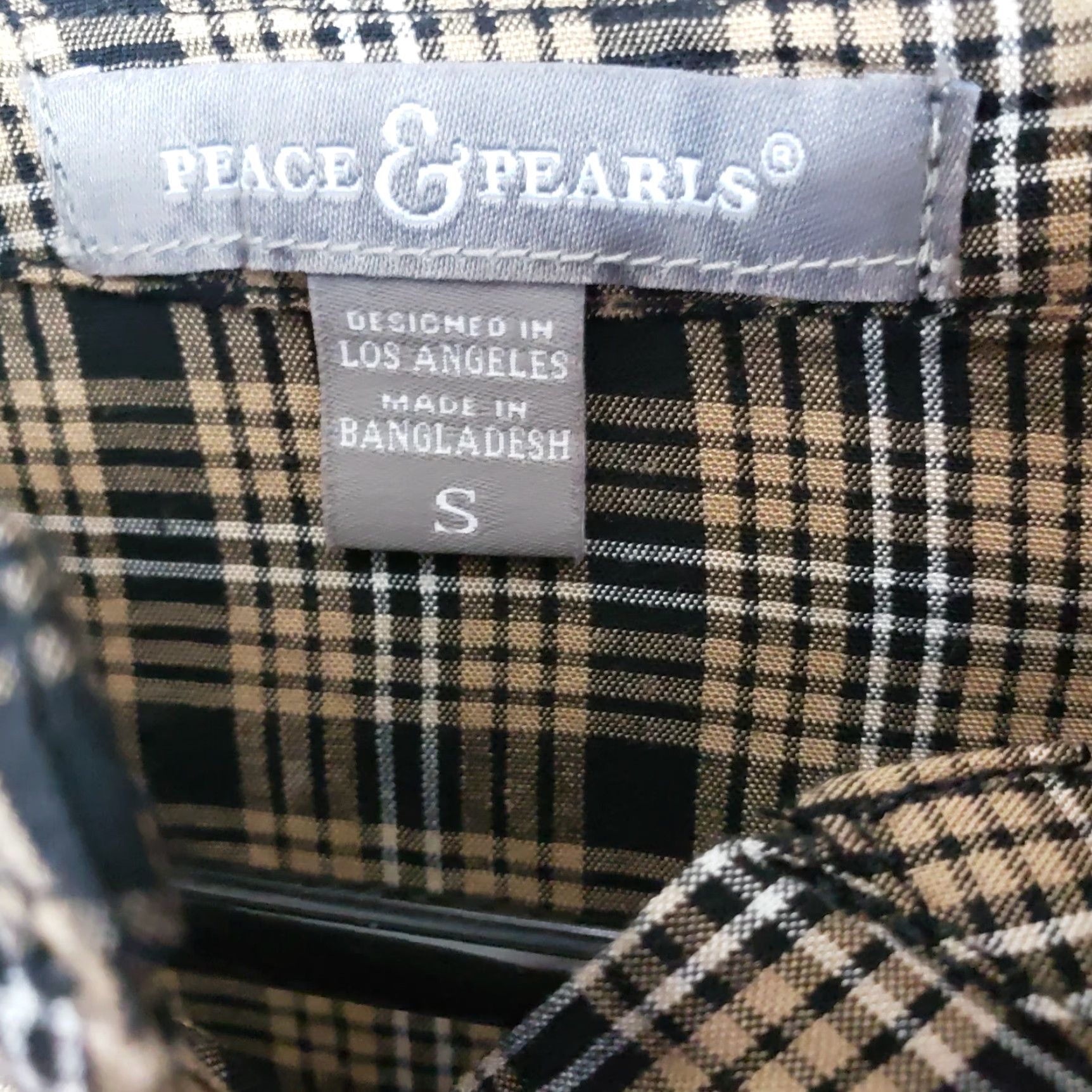 Vintage Peace & Pearls Blouse Shirt Womens Small Black Plaid Long Sleeve Viscose Popover Round Neck Casual Vintage No Size S / US 4 / IT 40 - 5 Thumbnail