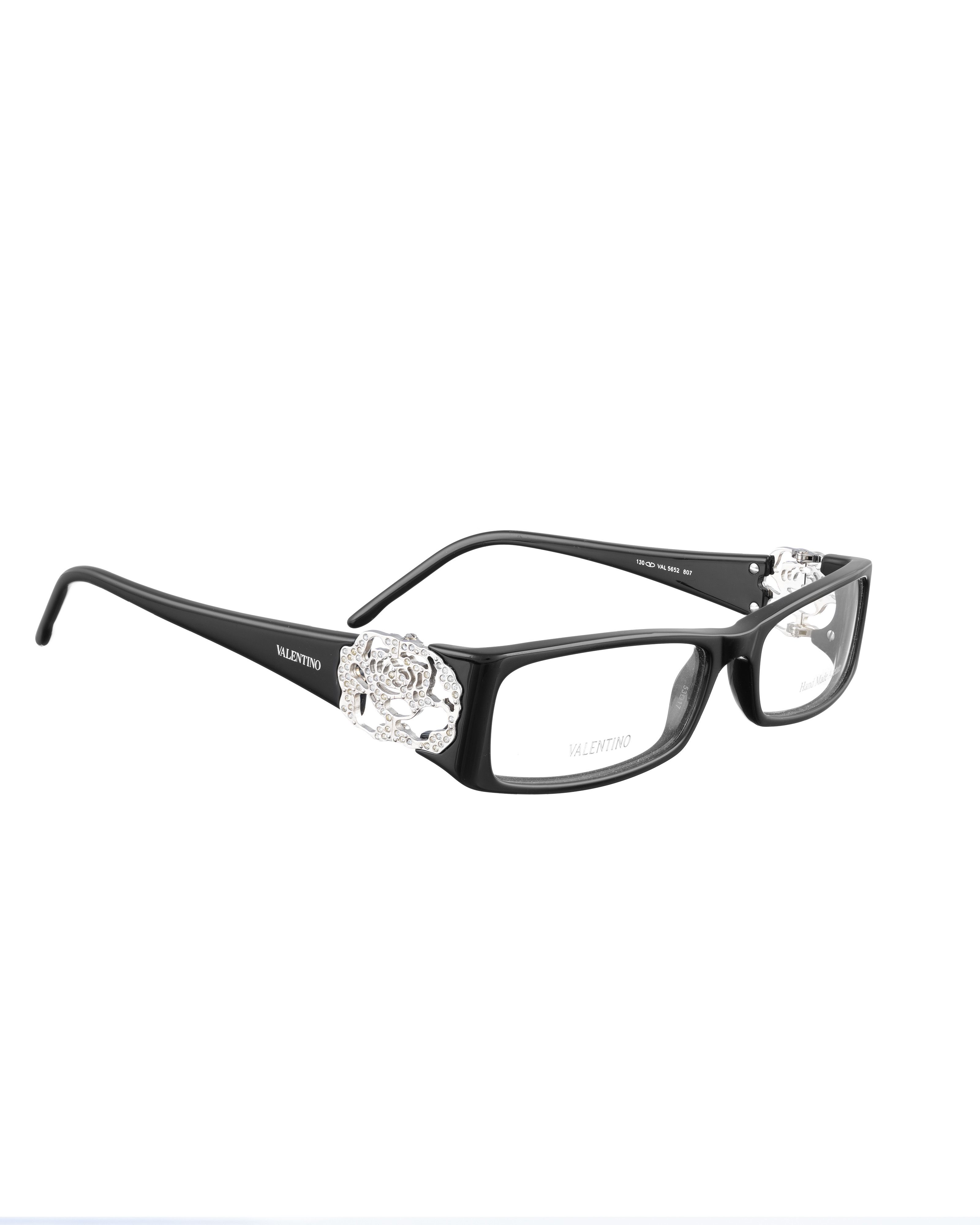 Valentino Valentino 00s Black Glasses with White Gems Roses Size ONE SIZE - 2 Thumbnail