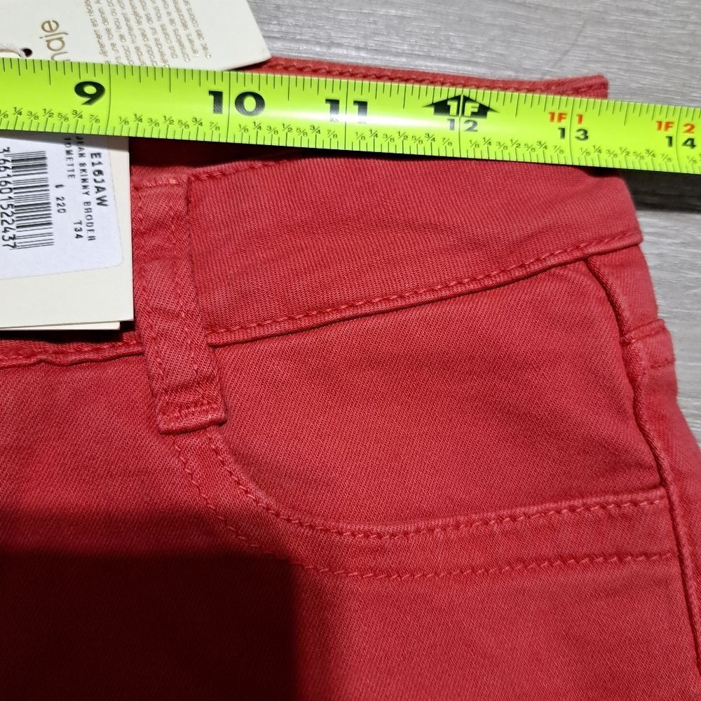 Maje Maje Broder Tomette Skinny Jeans Size 24 Red NWT Size 24" / US 00 / IT 34 - 8 Thumbnail