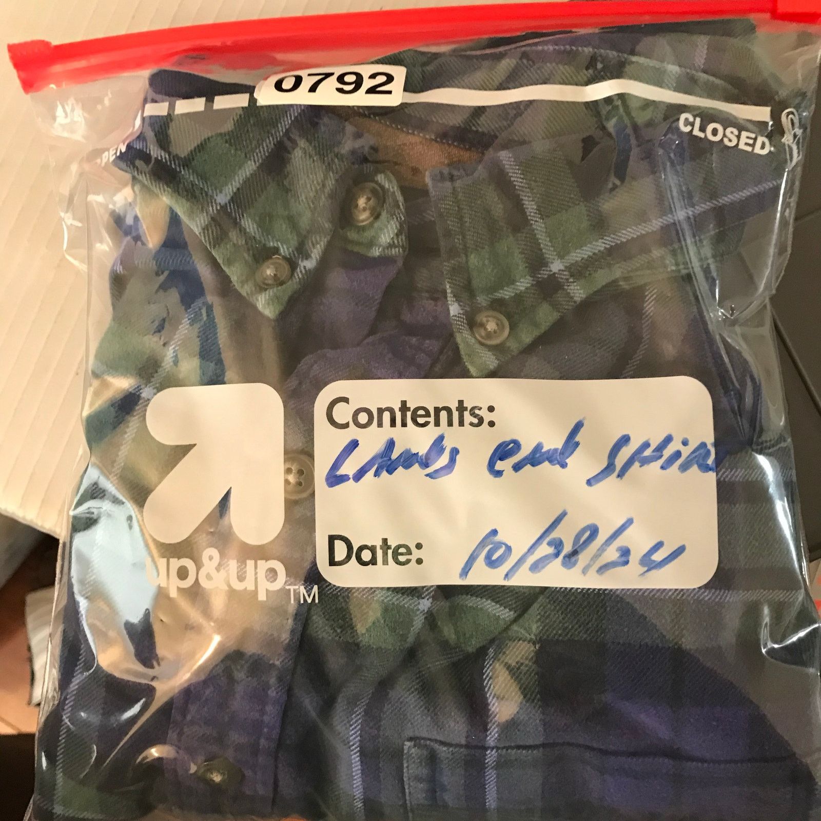 Lands' End LANDS’ END Plaid Shirt Men’s L 16- 161/2 LS Traditional Fit Size US L / EU 52-54 / 3 - 9 Thumbnail