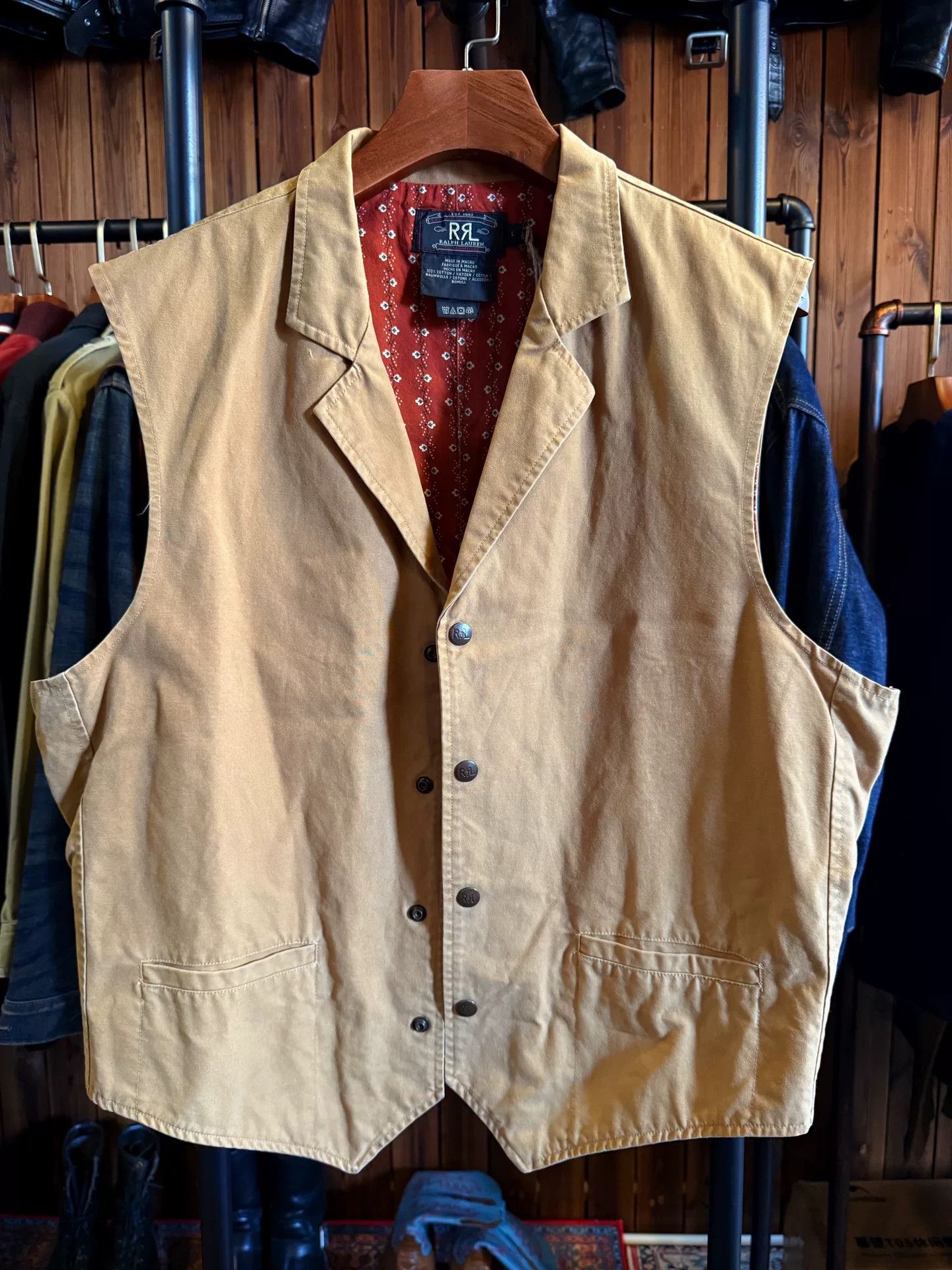 RRL Ralph Lauren RRL Khaki Classic Vest Size US L / EU 52-54 / 3 - 1 Thumbnail
