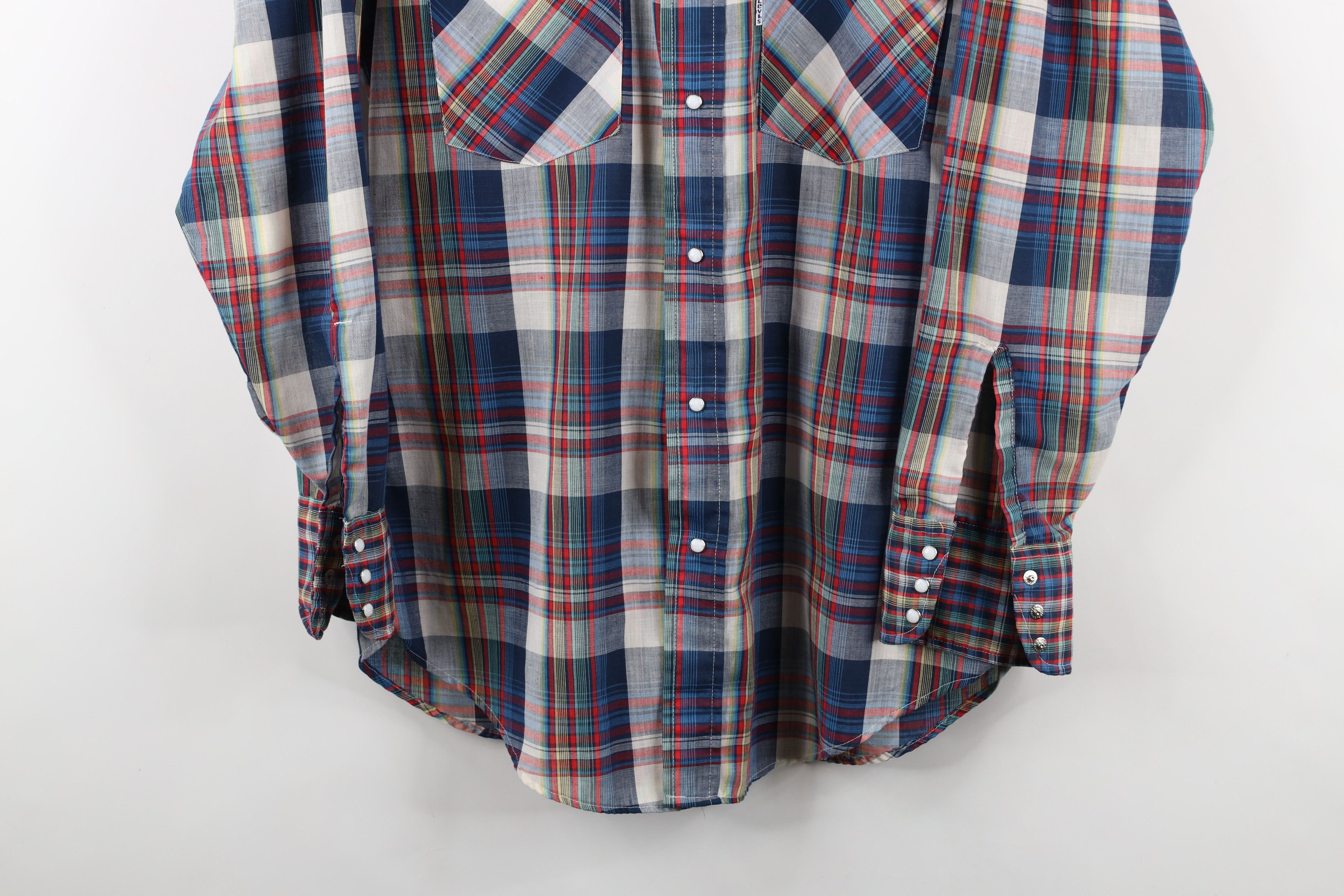 Levi's × Vintage Vintage 70s Levis Western Button Collared Shirt Plaid USA Size US M / EU 48-50 / 2 - 3 Thumbnail