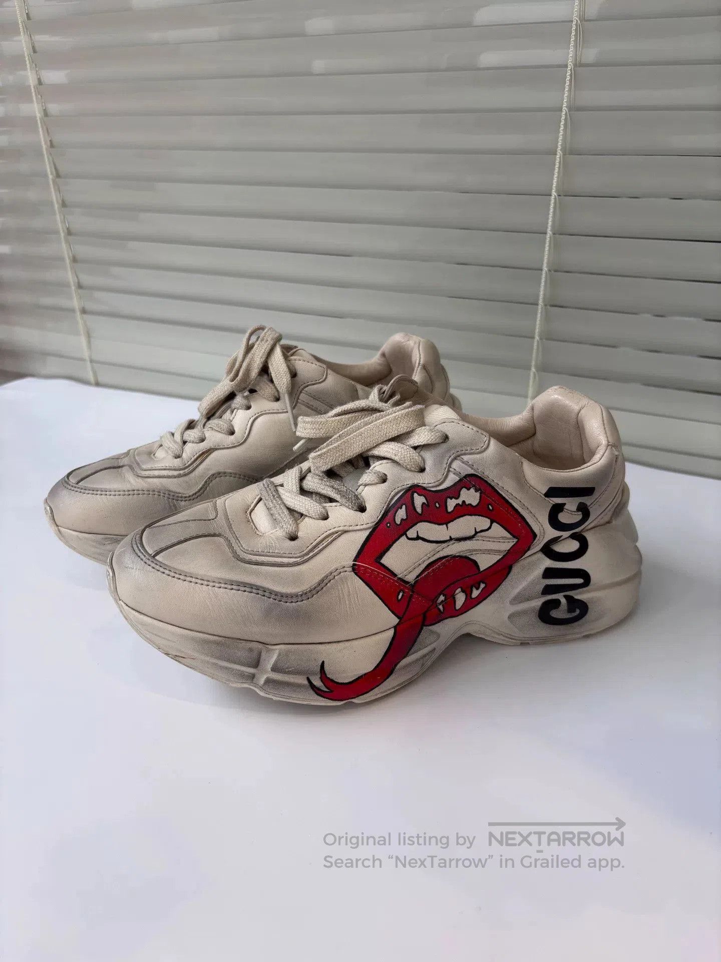 Gucci Gucci Lips Print Distressed Dad Shoes. Size US 5.5 / IT 35.5 - 1 Thumbnail