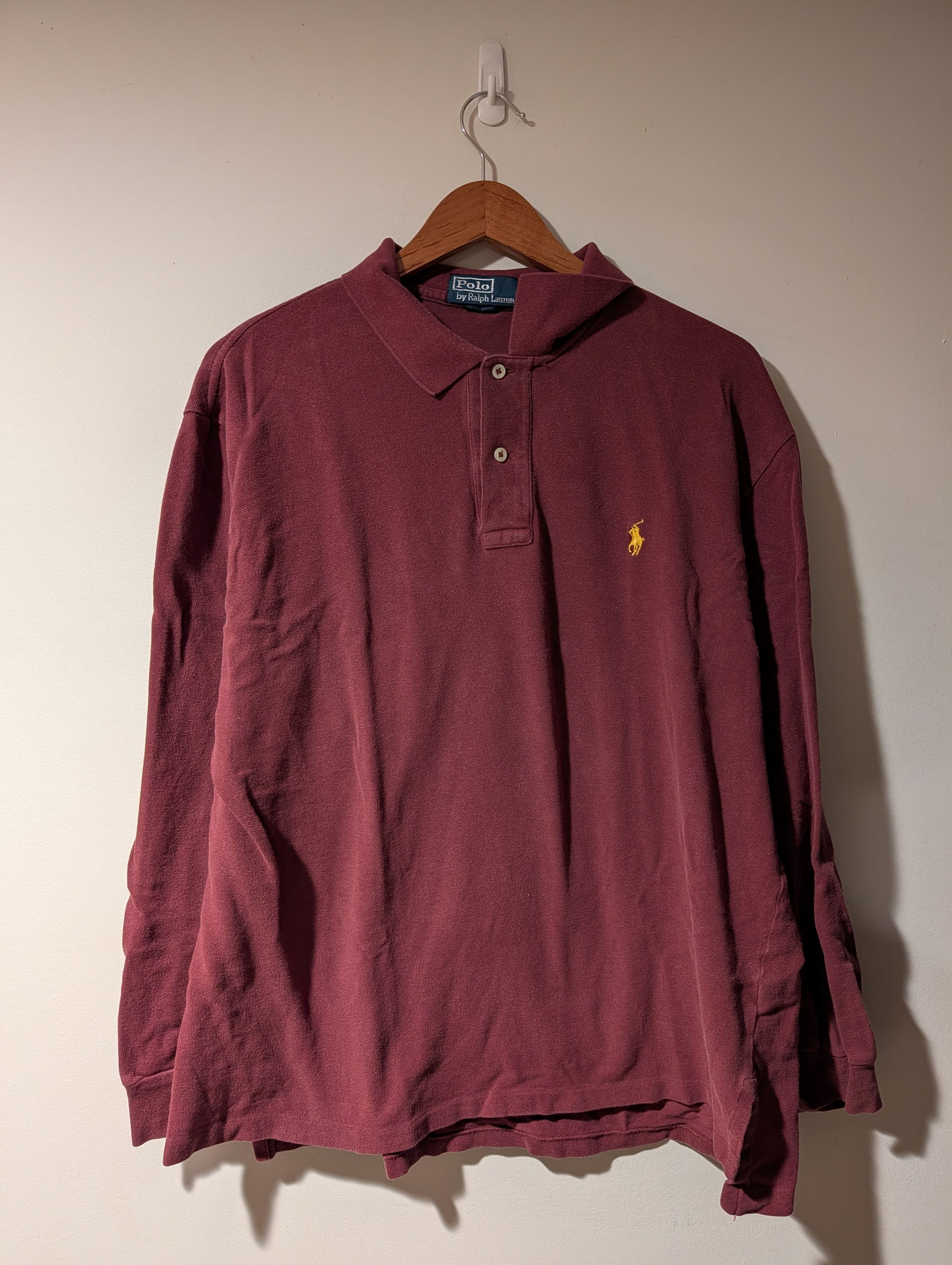 Polo Ralph Lauren Polo Ralph Lauren Long Sleeve Polo Shirt Yellow Pony Mens XL Size US XL / EU 56 / 4 - 1 Thumbnail