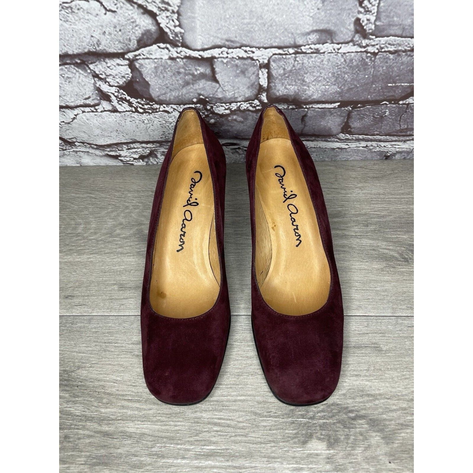 Other David Aaron Burgundy Maroon Suede Leather Round High Heels W Size US 6.5 / IT 36.5 - 19 Thumbnail