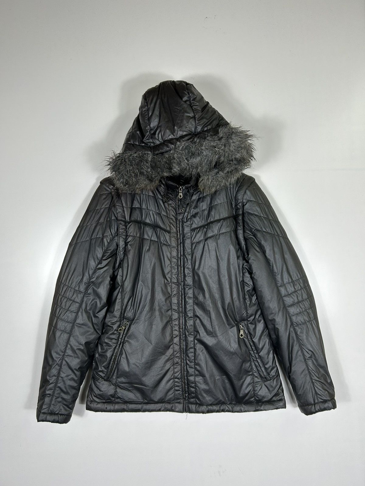 Mossimo Mossimo Vintage Black Puffer Jacket with Faux Fur Hood Size US M / EU 48-50 / 2 - 1 Thumbnail