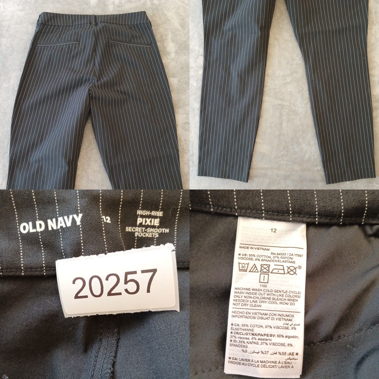 Old Navy Old Navy Pixie Pants Womens 12 Gray Striped Ankle Pockets 32x27 Mid Rise Size 34" / US 12 / IT 48 - 8 Thumbnail