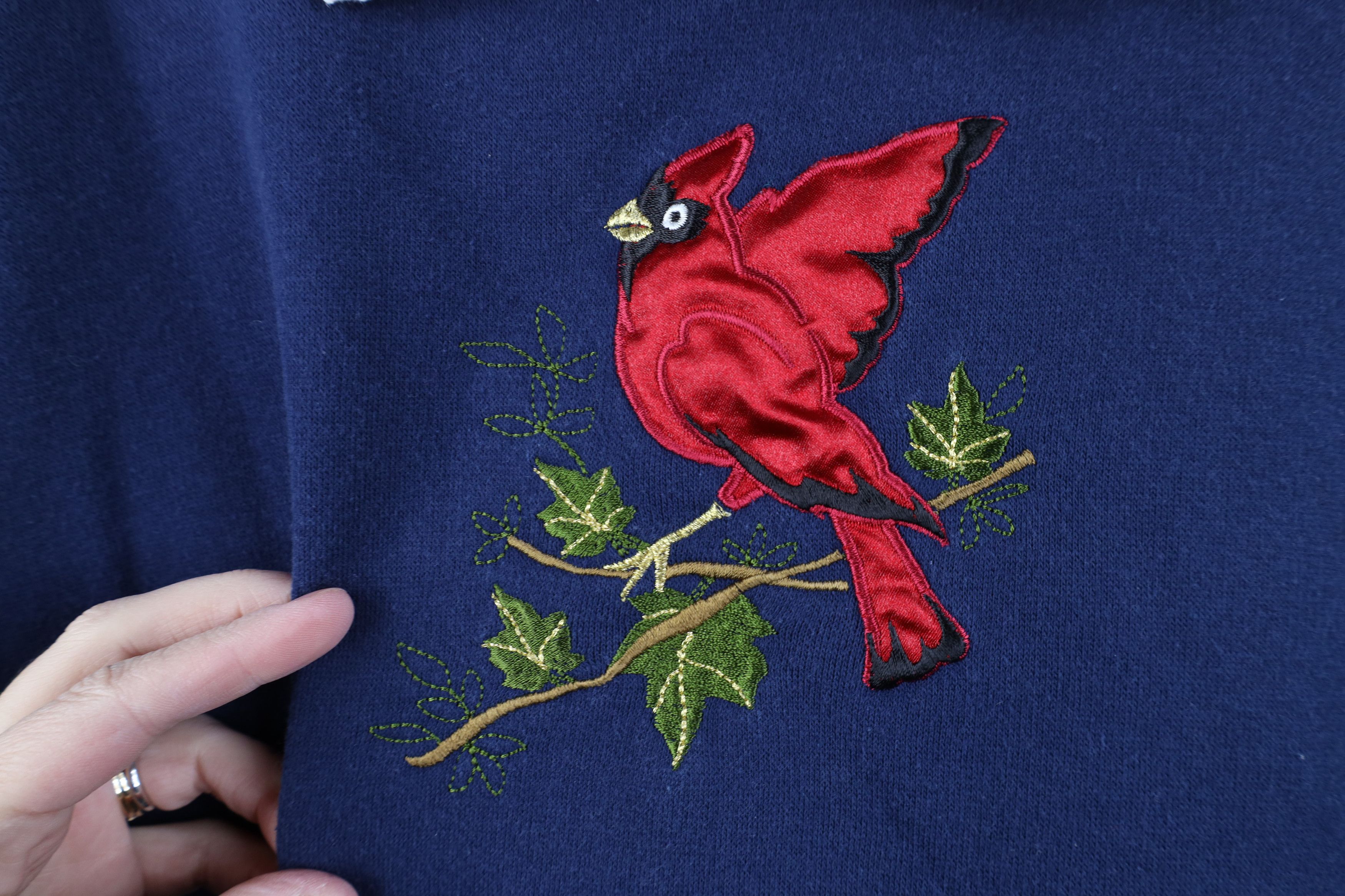 Vintage Vintage 90s Streetwear Bird Collared Sweatshirt Blue Size L / US 10 / IT 46 - 4 Thumbnail