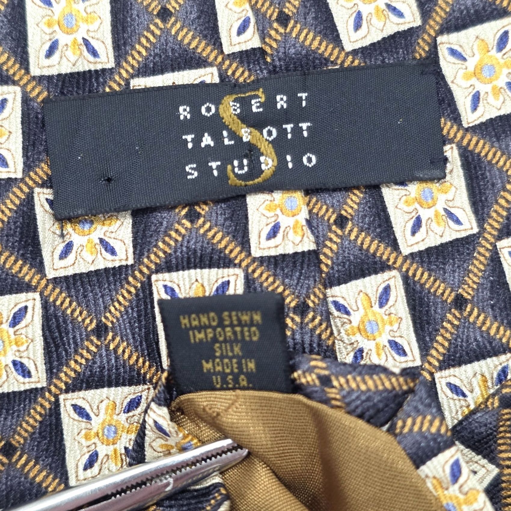 Robert Talbott Robert Talbott Studio Silk Necktie Mens Black Geometric USA Stylish Artsy Tie 59" Classic 4" Width TIE Mens Size ONE SIZE - 6 Thumbnail