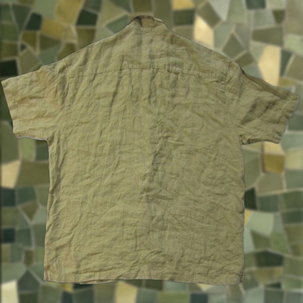 Vintage Colo Me Cotton 100% Linen Yellow Short Sleeve Button Down Shirt Men 2XL Size US XXL / EU 58 / 5 - 1 Thumbnail