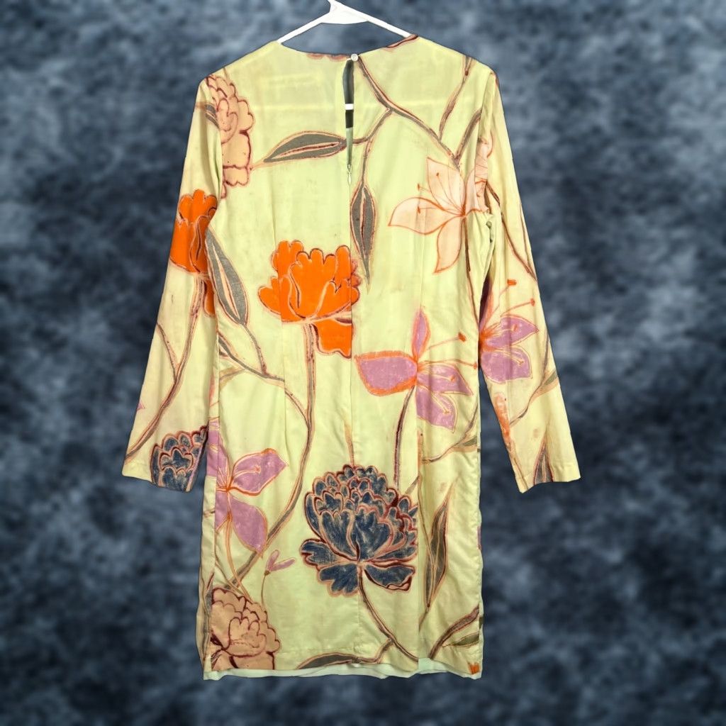 Vintage Mooiloop Floral Long-Sleeve Shift Dress Womens Size 38 Green Size XS / US 0-2 / IT 36-38 - 1 Thumbnail