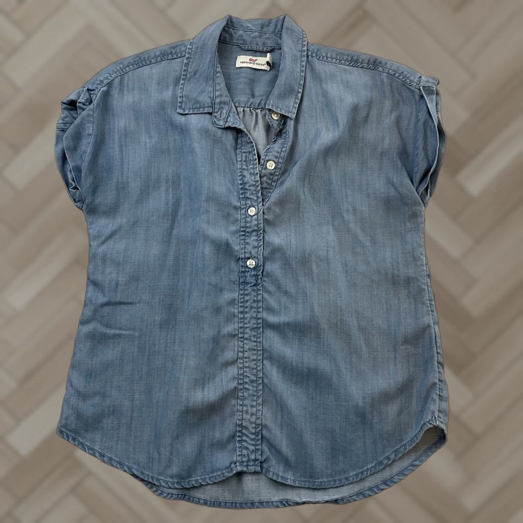 Vineyard Vines Vineyard Vines Short Sleeve Button-Up Top Women's 2 Blue Size XS / US 0-2 / IT 36-38 - 1 Thumbnail