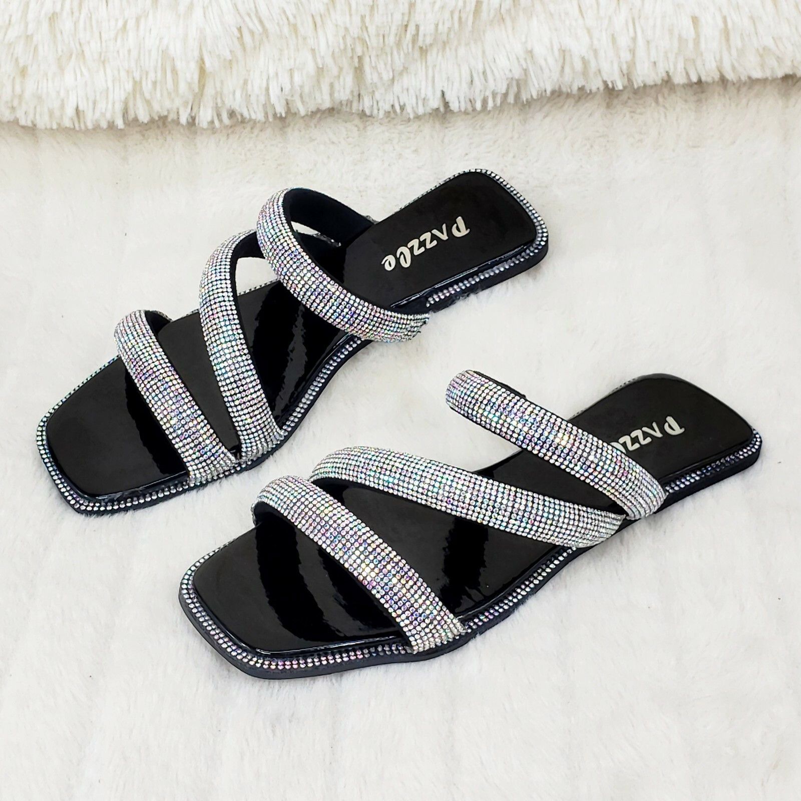 Other Sparkle Triple Padded Strap Slip On Iridescent Rhinestone Sa Size US 10 / IT 40 - 7 Thumbnail