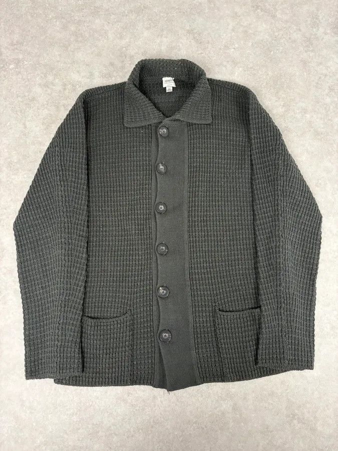 Armani 2000s Armani Collezioni Olive Wool Waffle Shirt Size US L / EU 52-54 / 3 - 1 Thumbnail