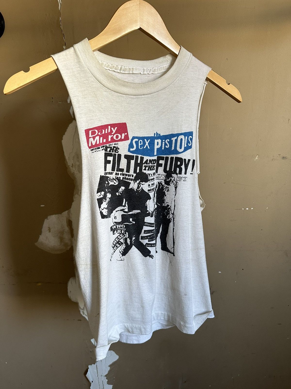image of Band Tees x Grail 70's Sex Pistols Band Tee in White, Men's (Size Small)