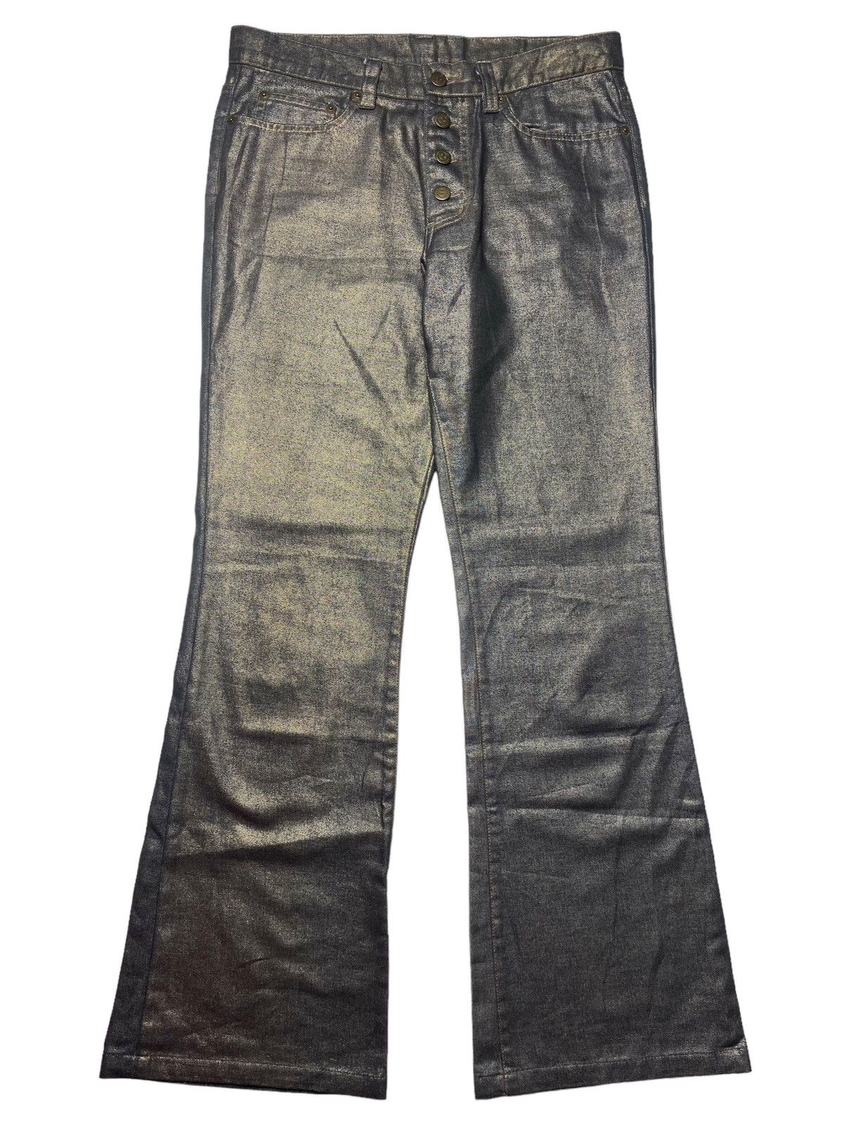 image of If Six Was Nine x Le Grande Bleu L G B 2000S Tornado Mart - Silver Gold Flared Denim (Size 30)