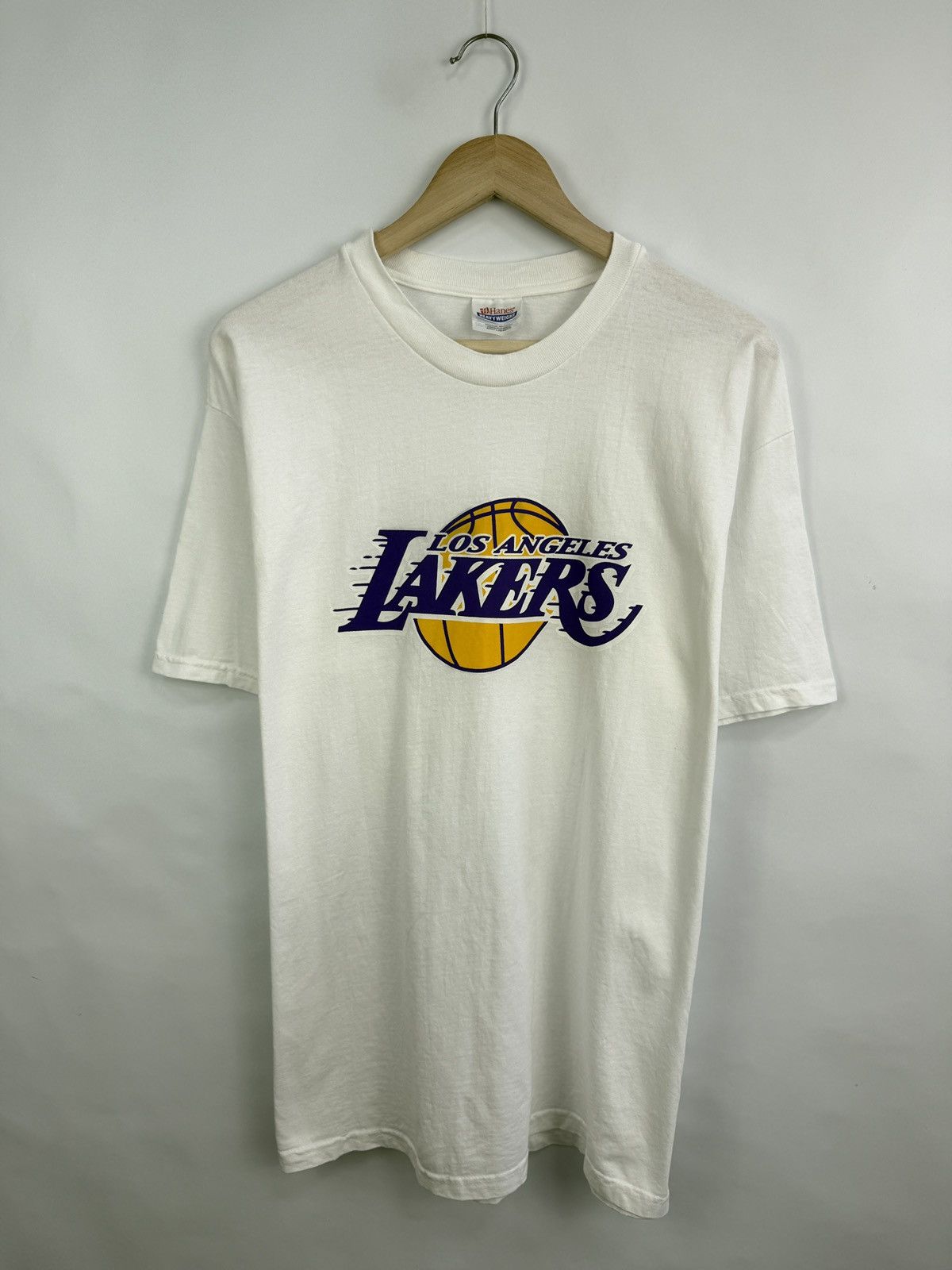 Hanes × NBA × Vintage 🇺🇸 Vintage 90s Los Angeles Lakers Hanes T-Shirt Retro Rare Size US L / EU 52-54 / 3 - 3 Thumbnail