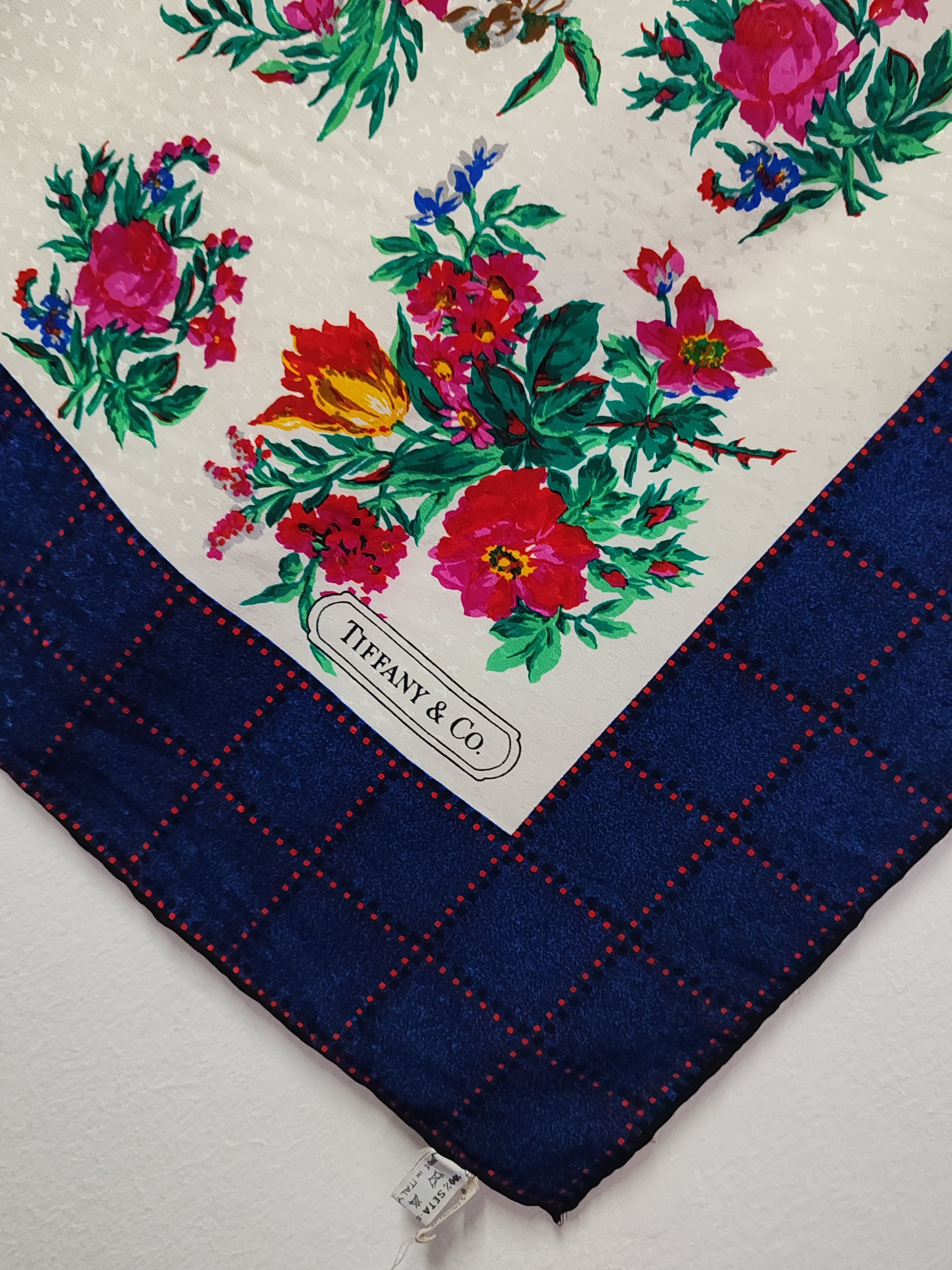 Tiffany & Co. Tiffany & Co Vintage 90cm Silk jacquard floral plaid Size ONE SIZE - 2 Thumbnail
