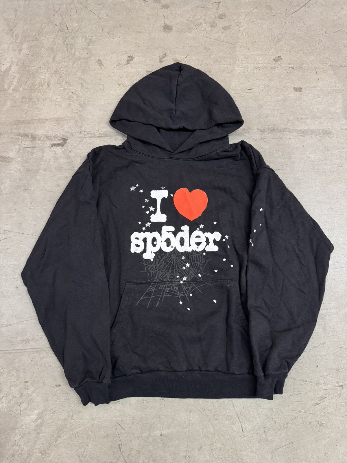 Sp5der Sp5der I Heart SP5 Souvenir Hoodie (Black) | Grailed