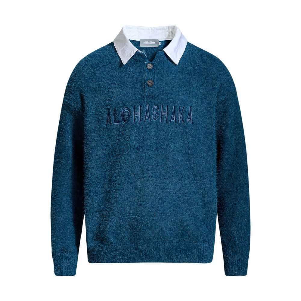 Vintage Men's loose casual knitted Polo embroidered letter sweater Size US M / EU 48-50 / 2 - 1 Thumbnail