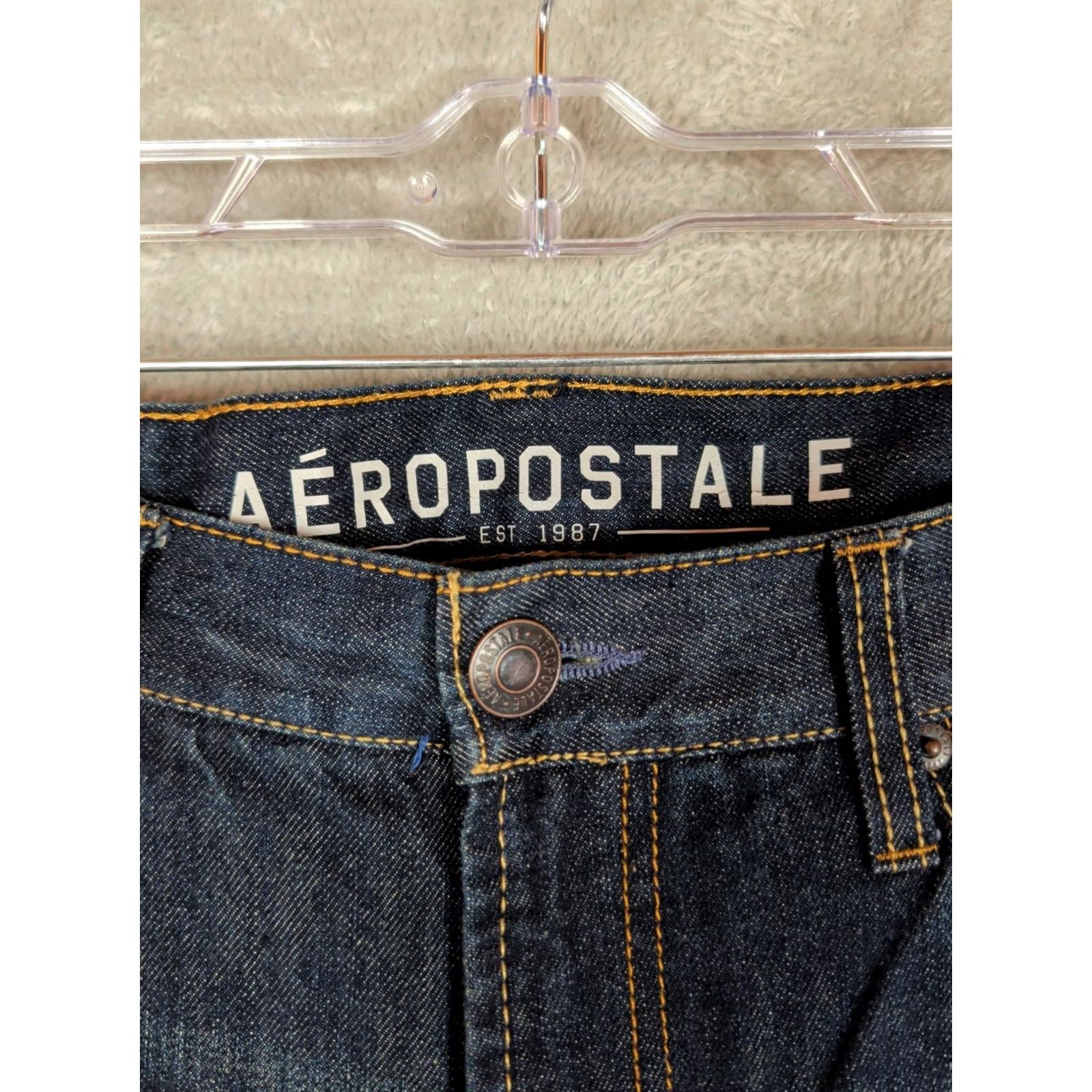 Vintage AEROPOSTALE ESSEX Straight Leg Jeans Dark Wash Mens 32/34 Blue Cotton Denim NWOT Size US 32 / EU 48 - 4 Thumbnail