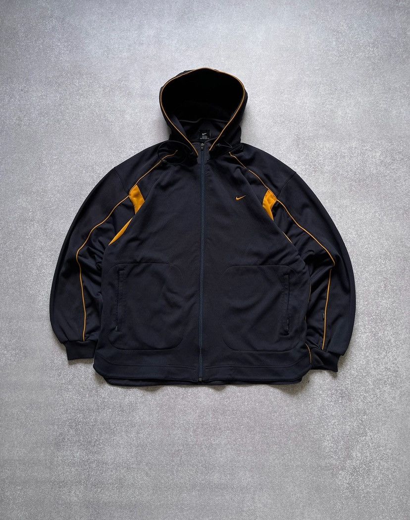 Vintage Nike Swoosh Boxy Zip-up Hoodie Y2K M