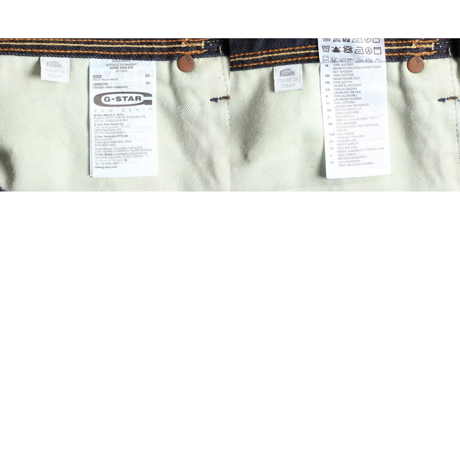 G-Star G-Star Attacc Straight Jeans Men 30x34 Denim Blue 5-Pocket Regular Rise Mid Waist Size US 30 / EU 46 - 8 Thumbnail