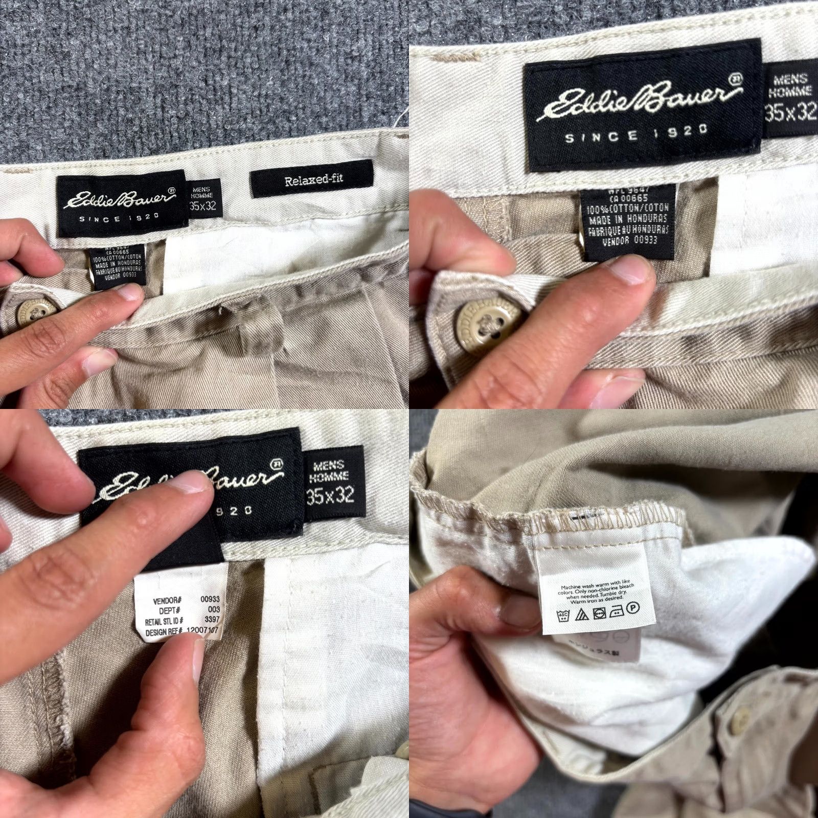Eddie Bauer Eddie Bauer Chino Pant Men's 35x32 Beige Cotton Academia Preppy Business Career Size US 35 - 9 Thumbnail
