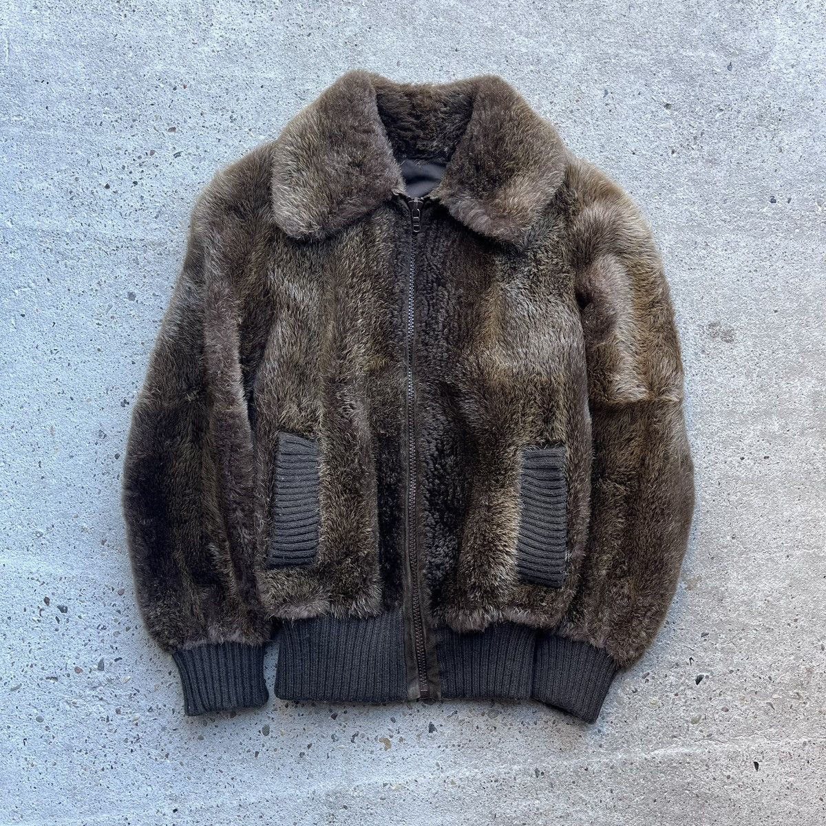 Japanese Brand × Vintage Natural Fur bomber flight vintage riri zip jacket Brown Size US S / EU 44-46 / 1 - 1 Thumbnail