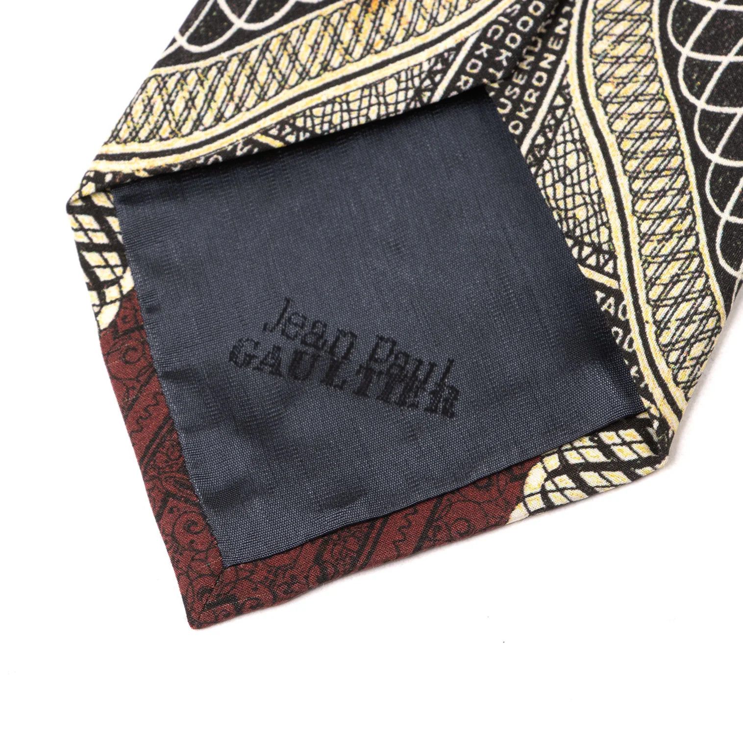 Jean Paul Gaultier Silk Tie with Bill Print in Wine and Black Size ONE SIZE - 12 Thumbnail