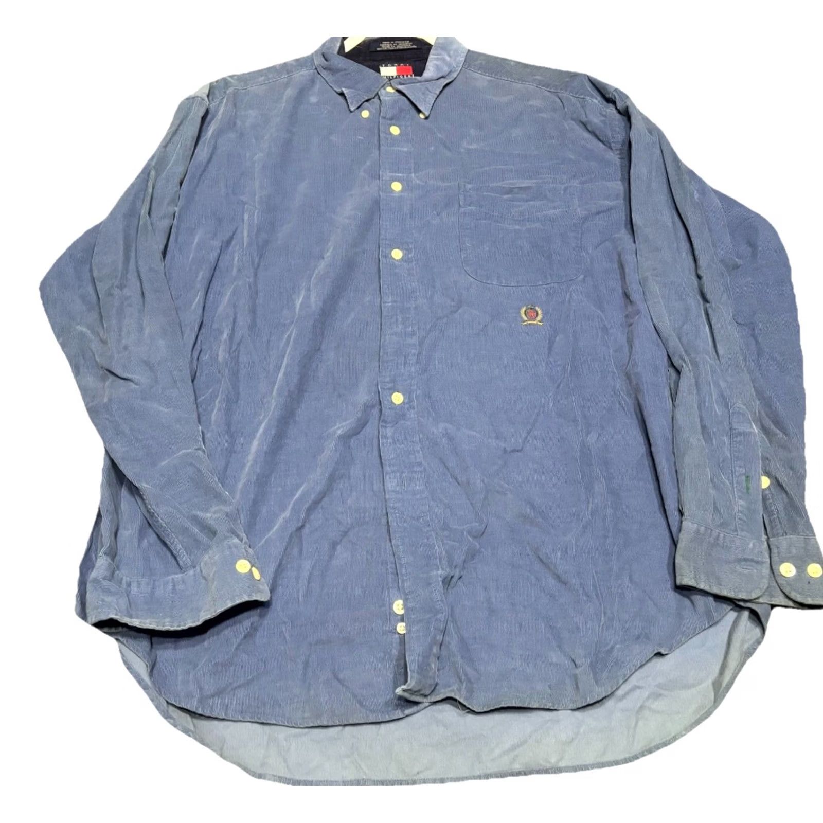 Tommy Hilfiger VINTAGE Tommy Hilfiger Men's Button-Up Shirt Navy Blue XL Long Sleeve Casual Modern Classic Regular Fit Mens Size US XL / EU 56 / 4 - 2 Thumbnail